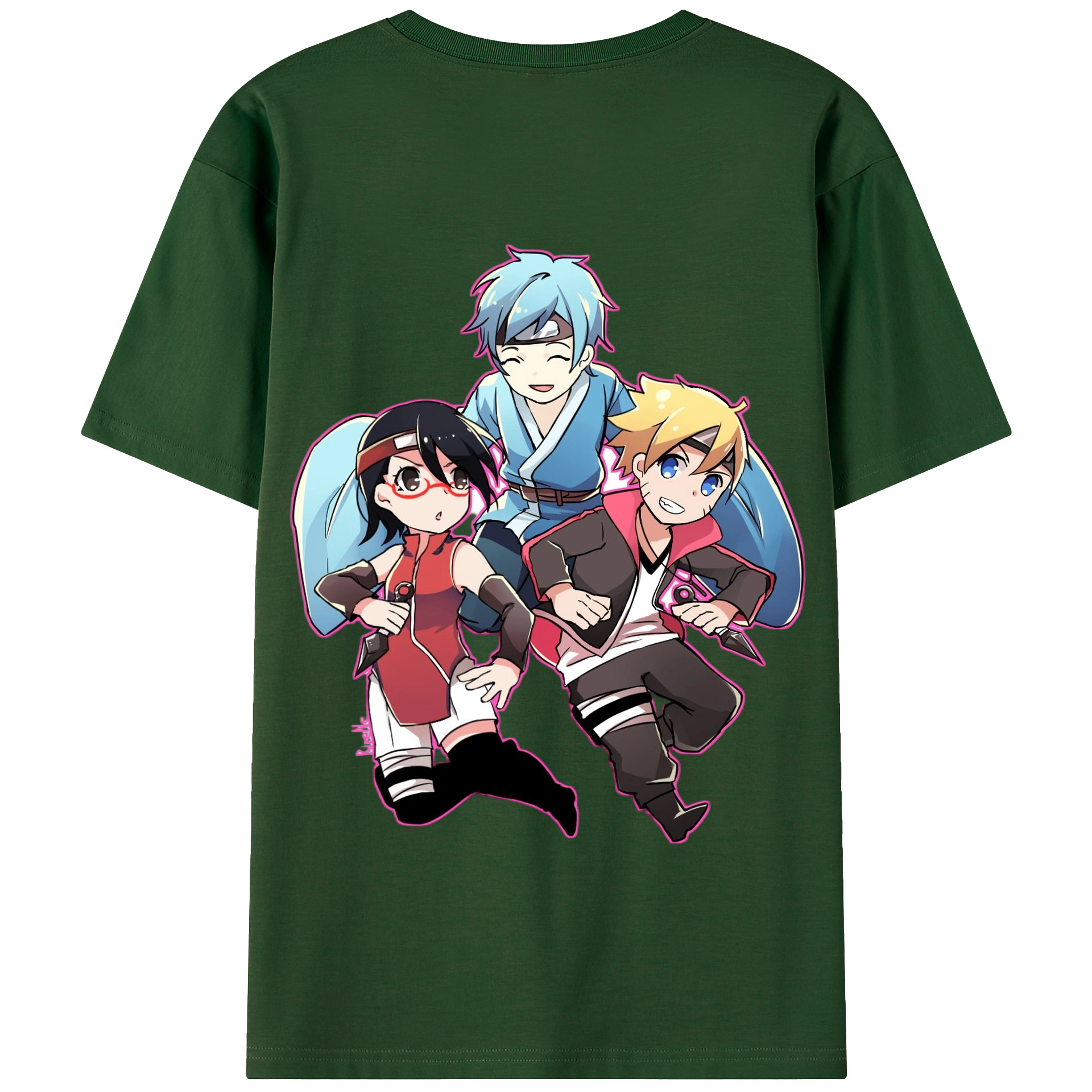 （画像用） NARUTO -ナルト- うちは サラダ Uchiha Sarada 綿100％半袖Tシャツ（背面プリント）